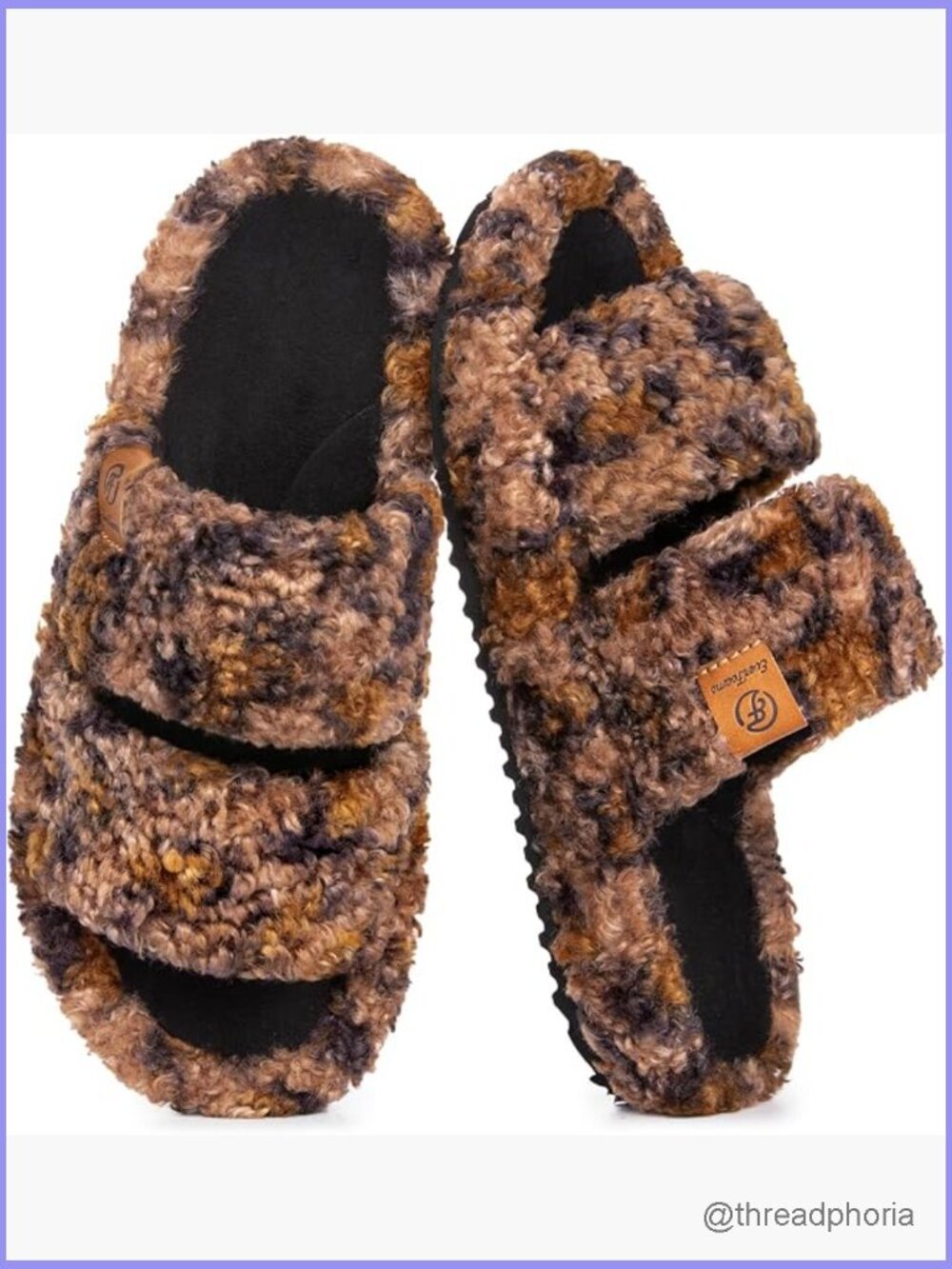 Womens Faux Fur Open Toe Memory Foam Slippers Non Slip Sole